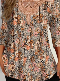 Lace Disty Floral Casual T-Shirt -Zolucky Sales Store ab5d473105cfb898fde7906d74e31f9a