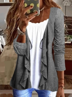 Jersey Loose Plain Other Coat -Zolucky Sales Store abef2d5faabba296fc414eb7af48c748