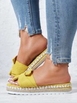 Women Casual Daily Comfy Bowknot Slip On Sandals -Zolucky Sales Store ac3fcf72948f4dd59de5d4a0832c9479