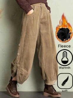 Corduroy Fleece Casual Loose Pants