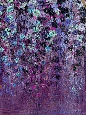 Women's Art Purple Flower Print Casual Crew Neck Regular Fit Plants Shirt 3 Women's Art Purple Flower Print Casual Crew Neck Regular Fit Plants Shirt - Image 3