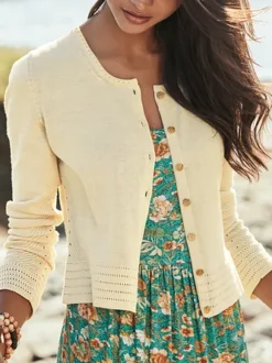 Women Casual Plain Autumn Natural Regular Fit Long Sleeve Crew Neck Regular Regular Size Sweater Coat