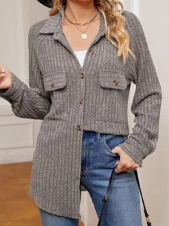 Casual Plain Shawl Collar Loose Jacket -Zolucky Sales Store ace8e67cc20362cd1fac7d5faec8f8ce