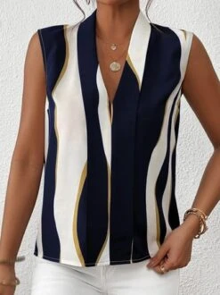 Abstract Stripes V Neck Printing Tank Top -Zolucky Sales Store ad136af598e8dbea168e58a2b31474a5