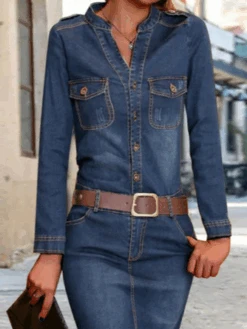 Casual Plain Notched Buckle Dress 5 Casual Plain Notched Buckle Dress -Zolucky Sales Store ad1c692ba45452d2279fe4eea072eb48