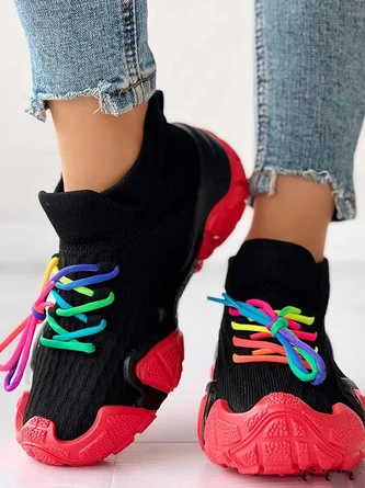 Color Block All Season Mesh Fabric Casual Flyknit Sneakers 14 Color Block All Season Mesh Fabric Casual Flyknit Sneakers - Image 14