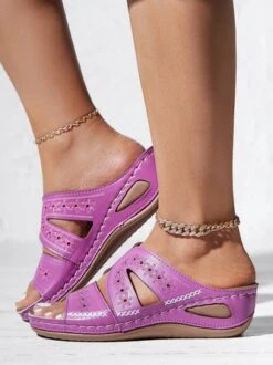 Floral Embroidered Cutout Boho Casual Wedge Slides -Zolucky Sales Store adb392b505ca3ec77e44888f3d0385d5
