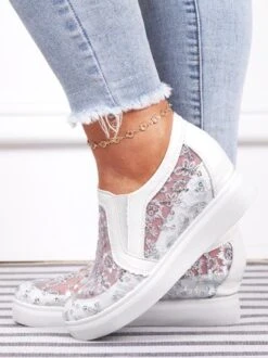 Sequins Floral Embroidered Lace Paneled Slip-On Wedge Shoes -Zolucky Sales Store adb3f4b45e5444fc4b903fe1ef29afa1