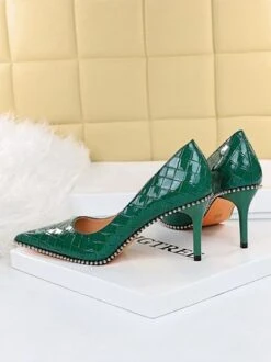 Stylish Woven Embossed Stiletto Heel Shallow Pumps -Zolucky Sales Store ae0981e5d0a78f5807b2d813f713c880
