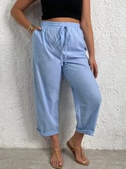 Plus Size Vacation Loose Plain Pants -Zolucky Sales Store ae19063c3c5a770075f04828fe828ff6
