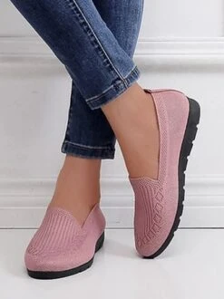 Women Casual Ribbed Fly-knit Fabric Slip On Shoes -Zolucky Sales Store ae29842dcf6e07ae3f94237920e0e7f6