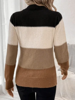 Casual Loose Yarn/Wool Yarn Winter Heavyweight Color Block H-Line Half Turtleneck Sweater -Zolucky Sales Store ae8c51df826308dc70b76dbc62c27a23