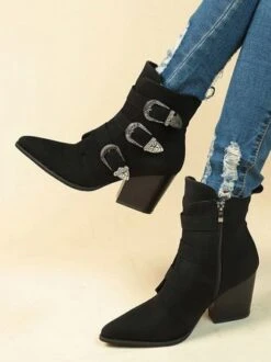 Vintage Multi Buckle Chunky Heel Boots -Zolucky Sales Store ae8d55f42718446e8ebc4173d1c20d44 1699326794544