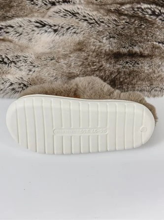 Color Block Casual Faux Fur Paneled Toe-covered Slippers 13 Color Block Casual Faux Fur Paneled Toe-covered Slippers - Image 13