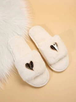 Casual Metallic Heart-shaped Fluffy Slippers -Zolucky Sales Store aebb2411c2c281764d070e342e0c878d