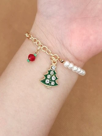 Christmas Cartoon Snowflake Santa Claus Imitation Pearls Bracelets 4 Christmas Cartoon Snowflake Santa Claus Imitation Pearls Bracelets - Image 4