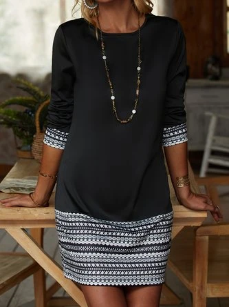 Crew Neck Geometric Casual Dress 5 Crew Neck Geometric Casual Dress - Image 5