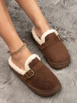 Casual Winter Warmth Flocked Mules -Zolucky Sales Store aef86f7471a042920da7dcf0693f2345