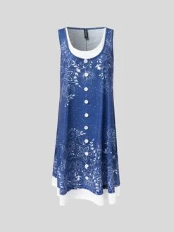 Casual Scoop Neck Floral Loose Dress -Zolucky Sales Store af76f3f082c210b1aae5fea20e4ca596