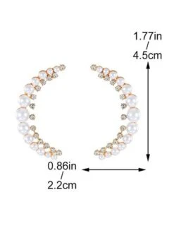 Sparkling Rhinestone Imitation Pearl Elegant Crescent Shaped Earrings -Zolucky Sales Store afa0ad975560ae0451946c993f32c513
