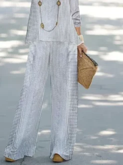 Striped Printed Loose Crew Neck Casual Two-Piece Set 5 Striped Printed Loose Crew Neck Casual Two-Piece Set -Zolucky Sales Store afb32857c445acb04a4d87f3bf438d60