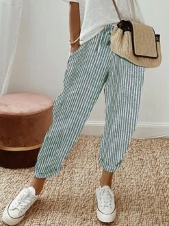 Striped Casual Loose Cotton Pants -Zolucky Sales Store afbae35f1d4309bf7213b1e54d73b417