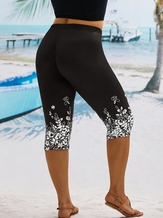 Plus Size Jersey Floral Casual TightLeggings 3 Plus Size Jersey Floral Casual TightLeggings - Image 3