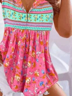 Floral Printed Loose Vacation V Neck Tank Top -Zolucky Sales Store afd9e8d85112c65afa59dc6b0f7267f8