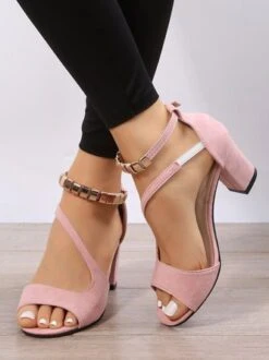 Beads Decor Chunky Heel Ankle Strap Sandals -Zolucky Sales Store b048d0a2d46e7350af689a91df5a8654