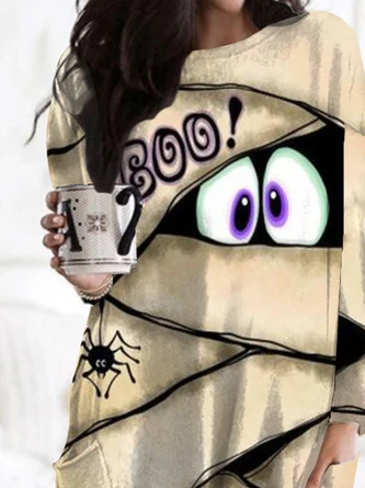 Loose Casual Pocket Stitching Halloween Dress 2 Loose Casual Pocket Stitching Halloween Dress - Image 2