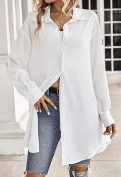 Casual Plain Shirt Collar Loose Blouse -Zolucky Sales Store b0928a3ef2fad9b0b55c270dd39d5ba4