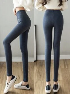 Fleece Plain Tight Casual Leggings -Zolucky Sales Store b1ae1b150d84bac78597c4d205052afe