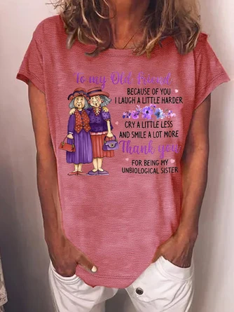 Women's Funny Old Friend Smile A Lot More Graphic Printing Text Letters Cotton-Blend Crew Neck Casual T-Shirt 7 Women's Funny Old Friend Smile A Lot More Graphic Printing Text Letters Cotton-Blend Crew Neck Casual T-Shirt - Image 7