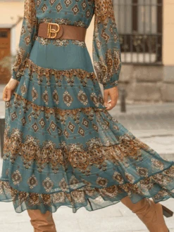 V Neck Chiffon Vacation Ethnic Dress -Zolucky Sales Store b28bf6f6c9f4feb411446c75b07c0f29