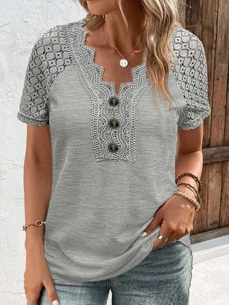 Plus Size Lace Elegant Loose T-Shirt 1 Plus Size Lace Elegant Loose T-Shirt