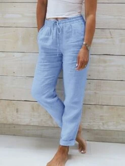 Plus Size Vacation Loose Plain Pants