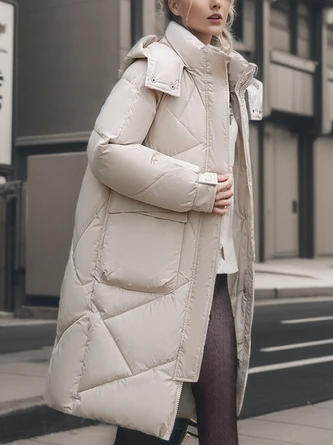 Casual Plain Padded Jacket Padded Jacket 4 Casual Plain Padded Jacket Padded Jacket - Image 4