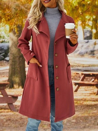 Solid Long Sleeve Cotton-Blend Overcoat 16 Solid Long Sleeve Cotton-Blend Overcoat - Image 16