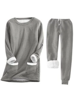 Heavyweight Fleece Crew Neck Long Sleeve Top With Pants Casual Plain Warmth Two-Piece Set 11 Heavyweight Fleece Crew Neck Long Sleeve Top With Pants Casual Plain Warmth Two-Piece Set -Zolucky Sales Store b4457da52258378bcadf615058d768b8
