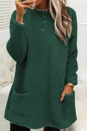 Plush Crew Neck Casual Thermal Dress 8 Plush Crew Neck Casual Thermal Dress - Image 8