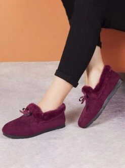 Winter Casual Non-Slip Furry Lined Flat Peas Shoes -Zolucky Sales Store b52178e9b827d1248828e2d18cb3563e