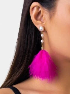 Elegant Imitation Feather Pearl Dangle Earrings -Zolucky Sales Store b58b32678373410fd3ccd88c99ac023f
