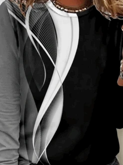 Women's Black White Abstract Print Casual Crew Neck Christmas Shirt 5 Women's Black White Abstract Print Casual Crew Neck Christmas Shirt -Zolucky Sales Store b5cddd669e7364e674dbad5fd7d455c9