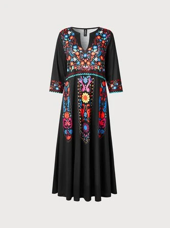V Neck Boho Regular Fit Dress 4 V Neck Boho Regular Fit Dress - Image 4