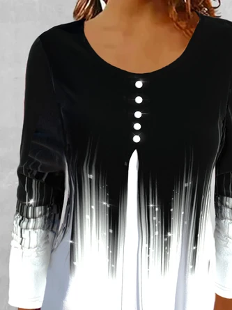 Crew Neck Party Gradient Pattern Tunic T-Shirt 2 Crew Neck Party Gradient Pattern Tunic T-Shirt - Image 2