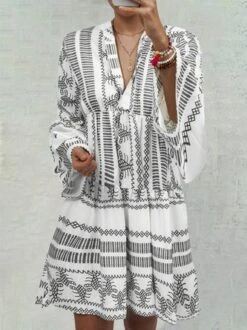 Summer Fashion Women Bell Sleeves Printed Holiday Dress -Zolucky Sales Store b71ff62b54e15d462106c9c4d0f97d9e14541592168692