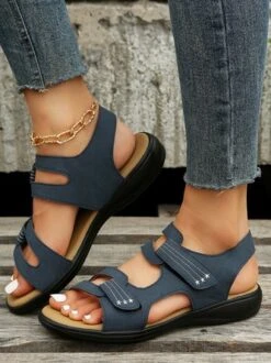 Vintage Embroidery Hook And Loop Comfy Sole Flat Sandals -Zolucky Sales Store b72a52cd802a807a4ba9947e0e2a0ceb