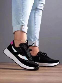 Casual Color Block Mesh Fabric Paneled Lace-Up Sneakers -Zolucky Sales Store b7316191384a49ed8dc7815f98d153d6 1698039606979