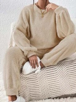 Casual Plain Fluff/Granular Fleece Fabric Two-Piece Set 5 Casual Plain Fluff/Granular Fleece Fabric Two-Piece Set -Zolucky Sales Store b73e44a7990c29fea8f4273fe2a02fd8