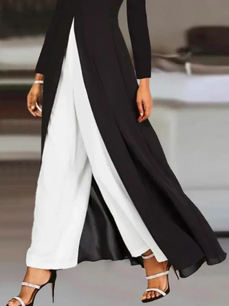 Casual Plain Loose H-Line Two-Piece Set Jersey Crew Neck Long Sleeve Top With Pants 3 Casual Plain Loose H-Line Two-Piece Set Jersey Crew Neck Long Sleeve Top With Pants - Image 3